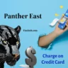 Panther East credit card, featuring a black panther and a phone with a dollar sign