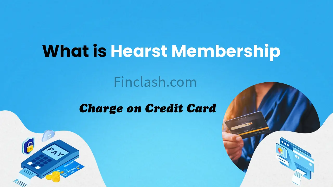 A confused woman holding a credit card in front of a payment terminal. Text on the screen says “What is Hearst Membership” and “Charge on Credit Card”