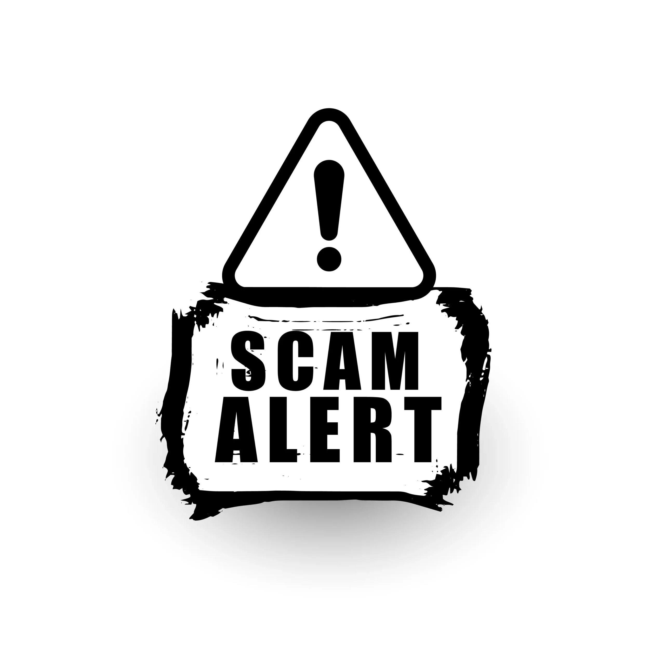 Scam Alert caution with White background