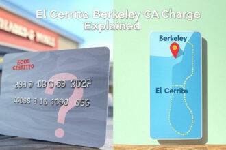 Featured image of credit card with El Cerrito Berkeley CA charge and map of El Cerrito and Berkeley.