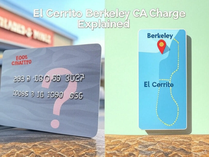 Featured image of credit card with El Cerrito Berkeley CA charge and map of El Cerrito and Berkeley.